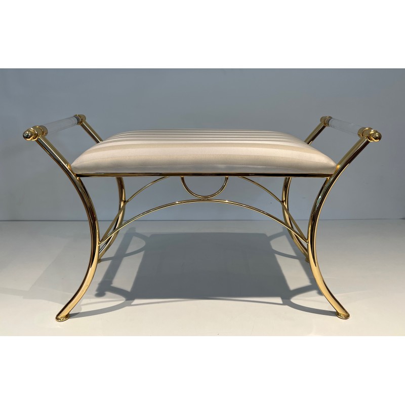 Lucite and Gilt Metal Stool, French Work, circa 1970