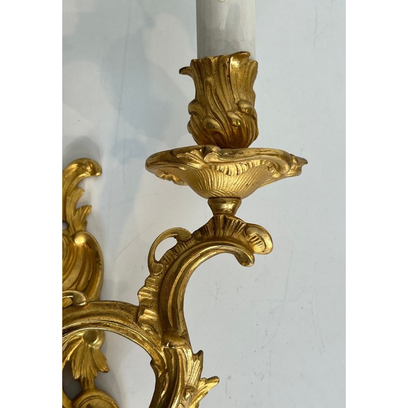 Paire d'Appliques en Bronze Doré Style Louis XV | Travail Français, vers 1940
