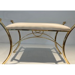Lucite and Gilt Metal Stool, French Work, circa 1970
