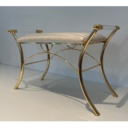 Lucite and Gilt Metal Stool, French Work, circa 1970