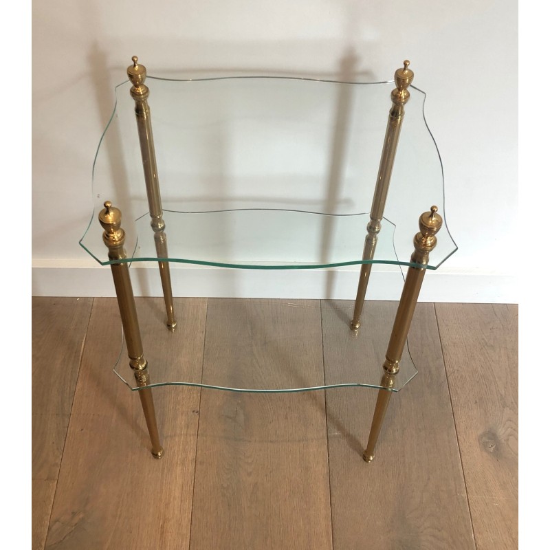 Boût de Canapé en Laiton et Plateau de Verre de la Maison Jansen