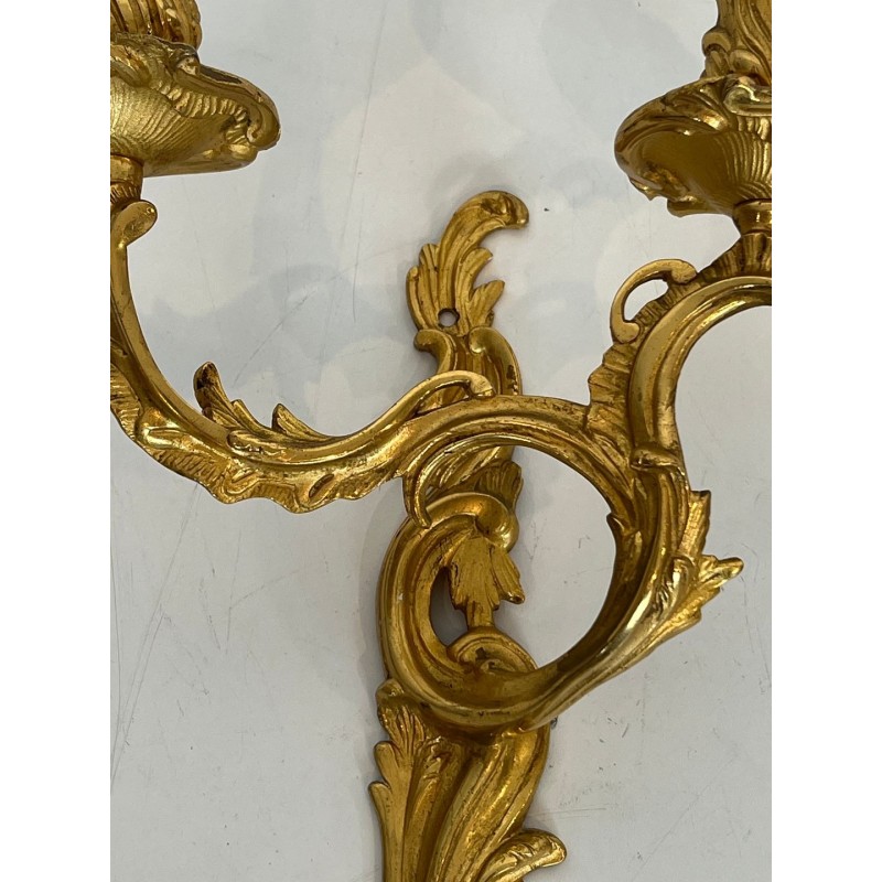 Paire d'Appliques en Bronze Doré Style Louis XV | Travail Français, vers 1940