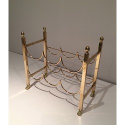 Brass Six-Bottle Wine Holder with Claw Feet by Maison Jansen, circa 1940
