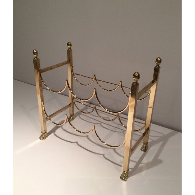 Porte-Bouteilles en Laiton à Pieds Griffes pour Six Bouteilles, Maison Jansen, Vers 1940