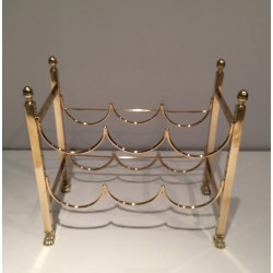 Porte-Bouteilles en Laiton à Pieds Griffes pour Six Bouteilles, Maison Jansen, Vers 1940