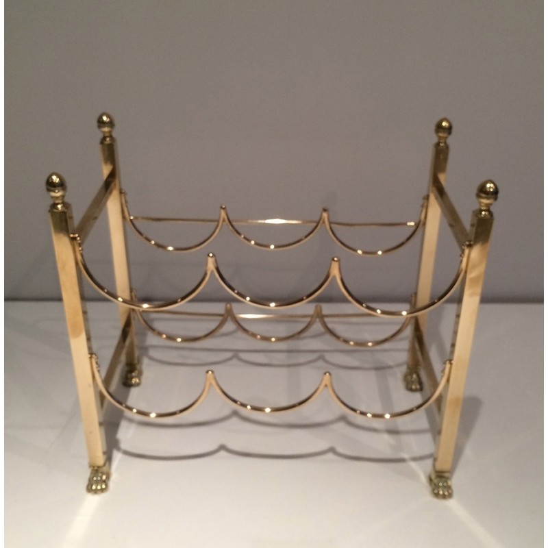 Brass Six-Bottle Wine Holder with Claw Feet by Maison Jansen, circa 1940