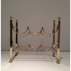 Porte-Bouteilles en Laiton à Pieds Griffes pour Six Bouteilles, Maison Jansen, Vers 1940