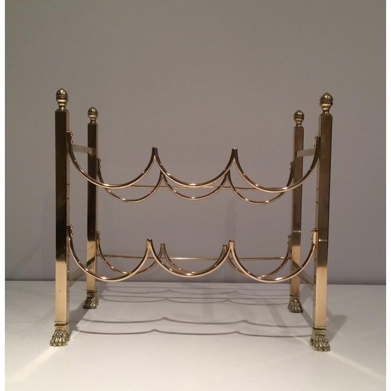 Brass Six-Bottle Wine Holder with Claw Feet by Maison Jansen, circa 1940