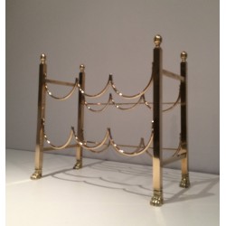 Brass Six-Bottle Wine Holder with Claw Feet by Maison Jansen, circa 1940