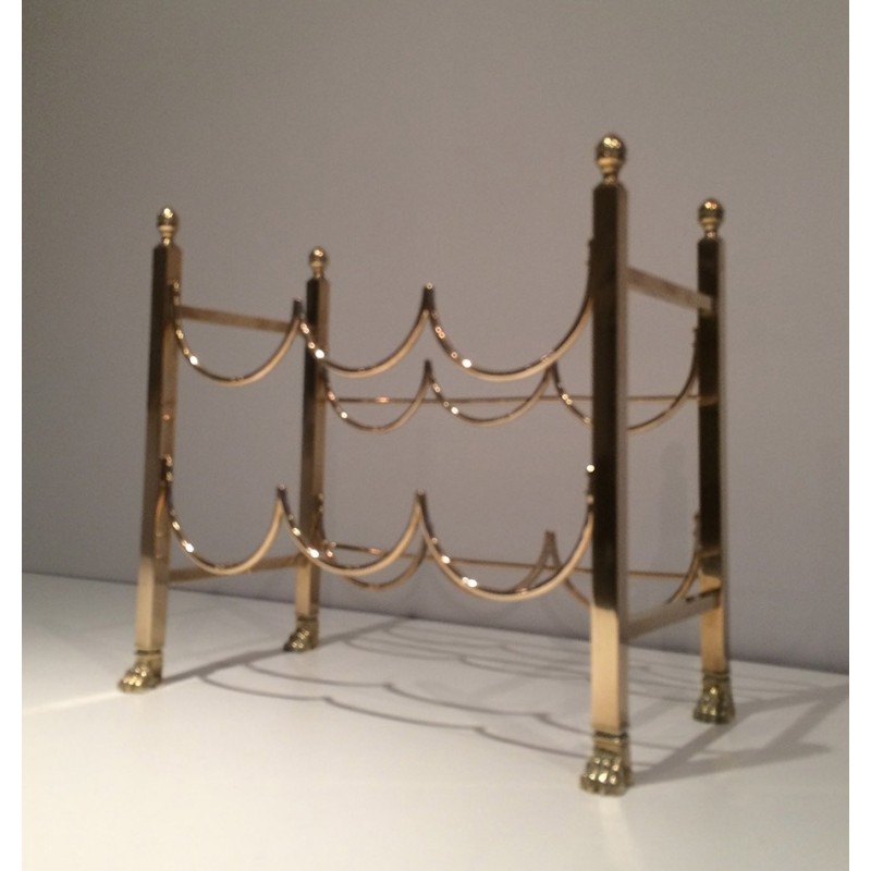 Brass Six-Bottle Wine Holder with Claw Feet by Maison Jansen, circa 1940