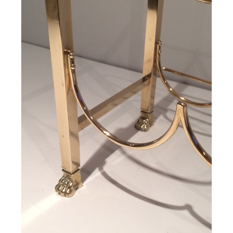 Brass Six-Bottle Wine Holder with Claw Feet by Maison Jansen, circa 1940