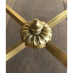 Small Brass Side Table with White Carrara Marble Top by Maison Baguès, circa 1940