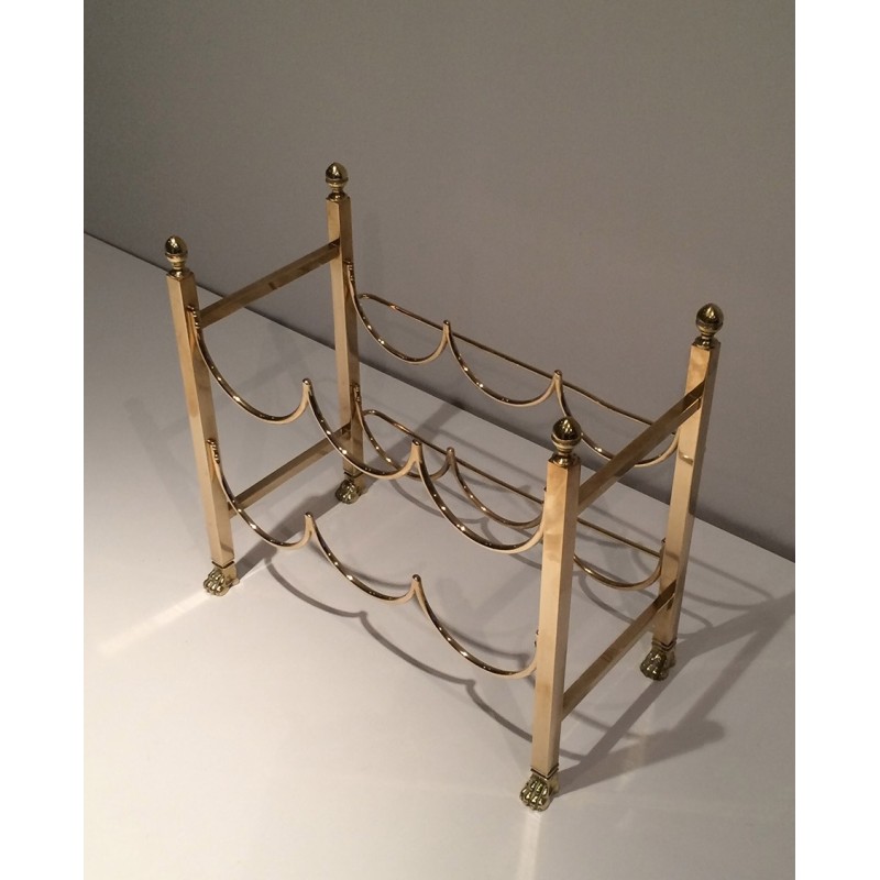 Brass Six-Bottle Wine Holder with Claw Feet by Maison Jansen, circa 1940