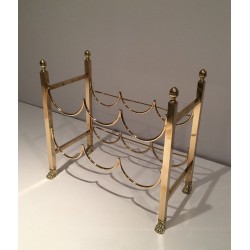 Porte-Bouteilles en Laiton à Pieds Griffes pour Six Bouteilles, Maison Jansen, Vers 1940