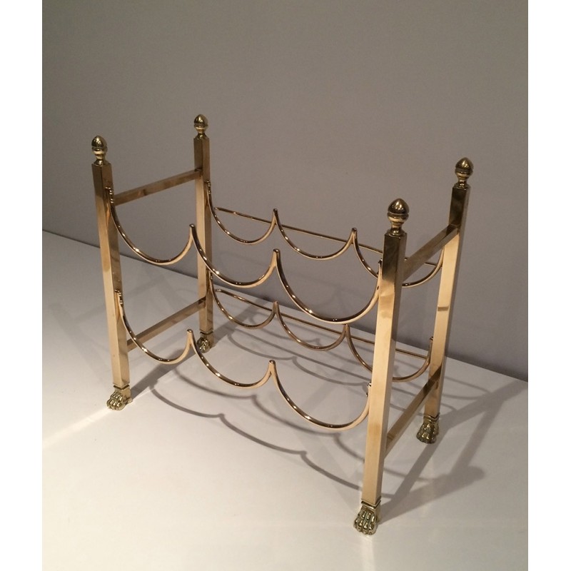 Porte-Bouteilles en Laiton à Pieds Griffes pour Six Bouteilles, Maison Jansen, Vers 1940
