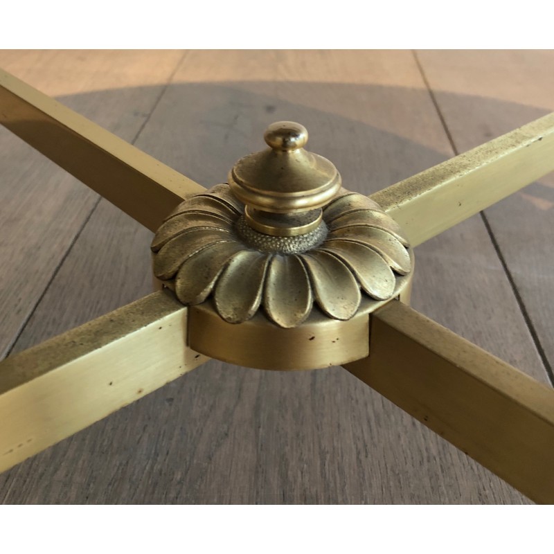 Small Brass Side Table with White Carrara Marble Top by Maison Baguès, circa 1940