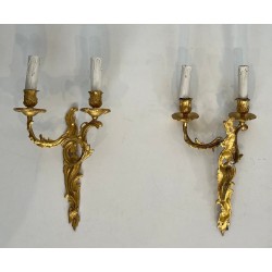 Paire d'Appliques en Bronze Doré Style Louis XV | Travail Français, vers 1940