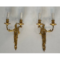 Pair of Louis XV Style Gilt Bronze Wall Sconces | French Work, circa 1940