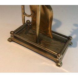 Nécessaire de Feu en Laiton à Têtes de Canards, Style Néoclassique, Travail Français, Vers 1970