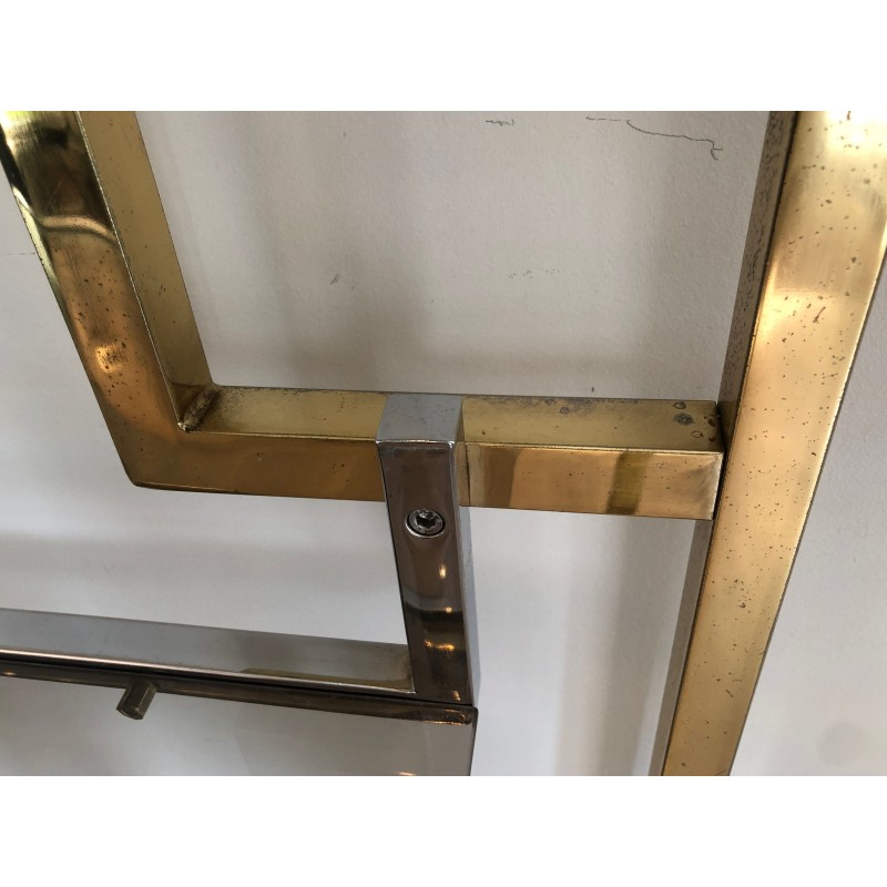 Chrome and Gilt Chrome Shelving Unit, French Work in the Style of Willy Rizzo, circa 1970