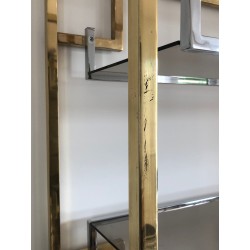 Chrome and Gilt Chrome Shelving Unit, French Work in the Style of Willy Rizzo, circa 1970