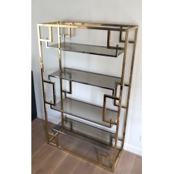 Étagère en Chrome et Chrome Doré, Travail Français dans le Goût de Willy Rizzo, Vers 1970