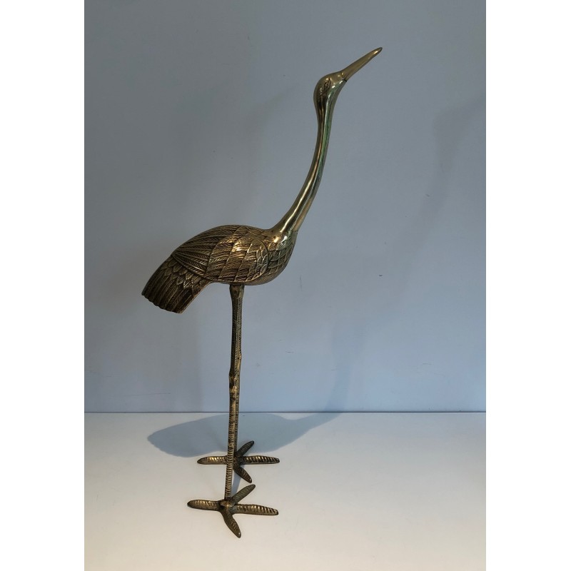 Stylized Brass Bird Sculpture, French Work, circa 1970