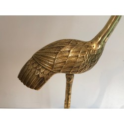 Stylized Brass Bird Sculpture, French Work, circa 1970