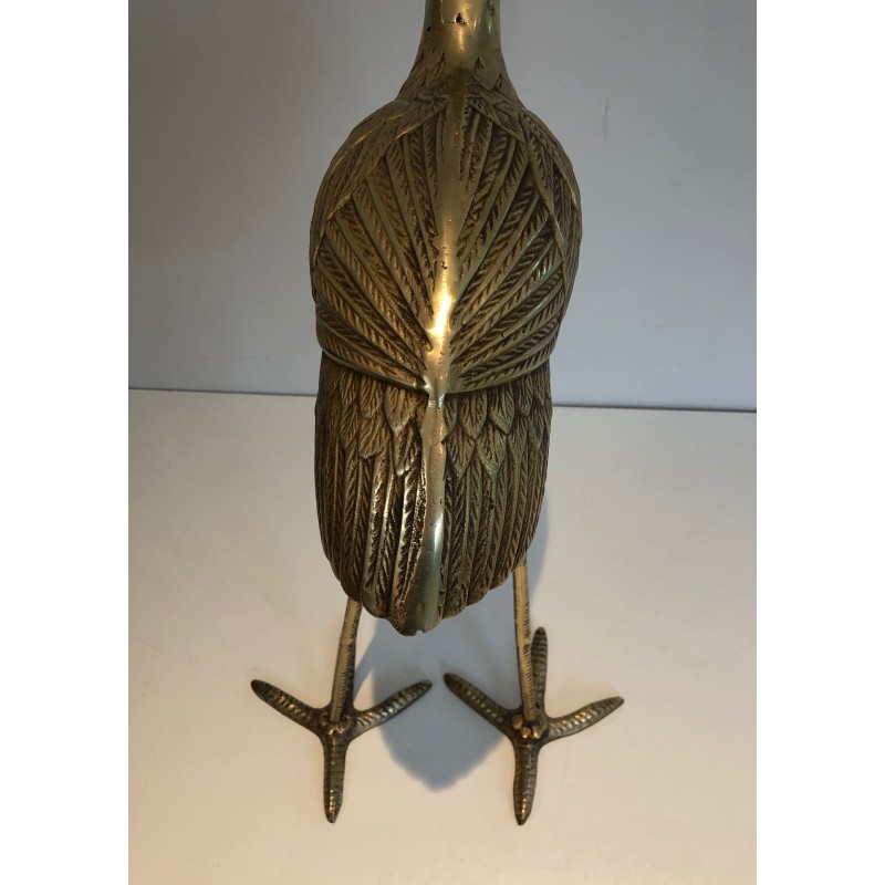 Stylized Brass Bird Sculpture, French Work, circa 1970