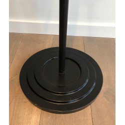 Black Lacquered Metal and Brass Coat Rack by Jacques Adnet, circa 1950