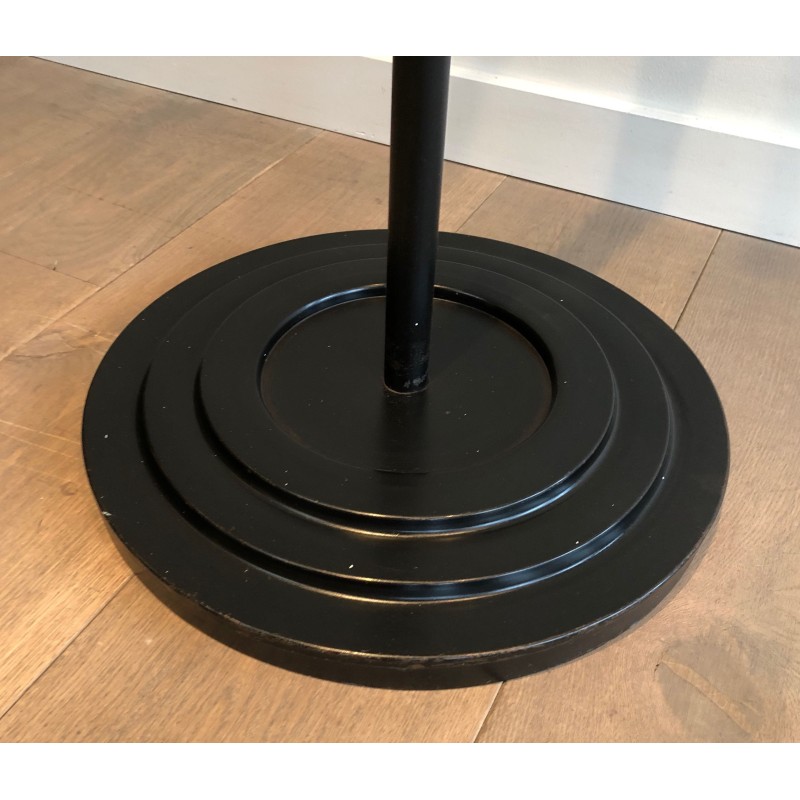 Black Lacquered Metal and Brass Coat Rack by Jacques Adnet, circa 1950