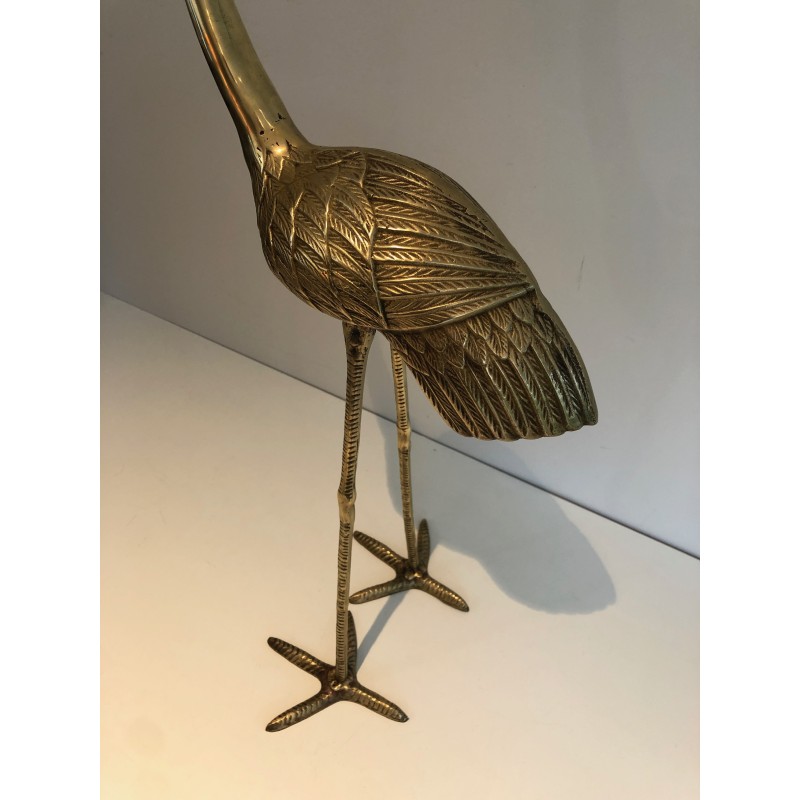 Stylized Brass Bird Sculpture, French Work, circa 1970