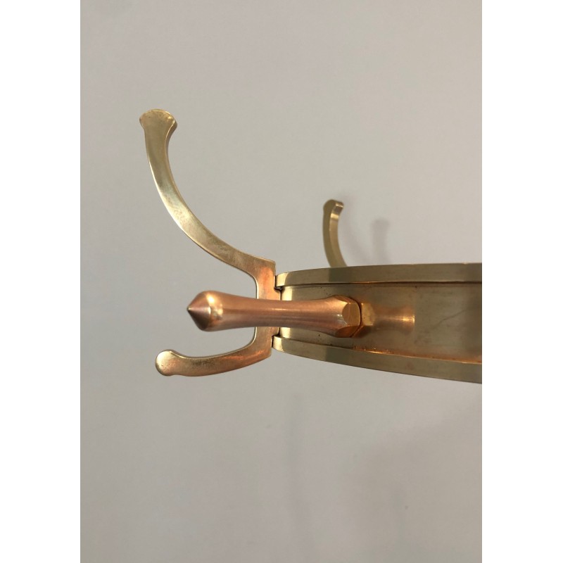 Porte-Manteau en Métal Laqué Noir et Laiton de Jacques Adnet