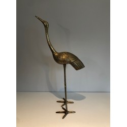 Stylized Brass Bird Sculpture, French Work, circa 1970