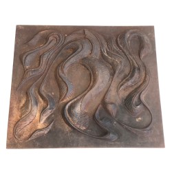 Modernist Cast Iron Fireback, French Work, circa 1950