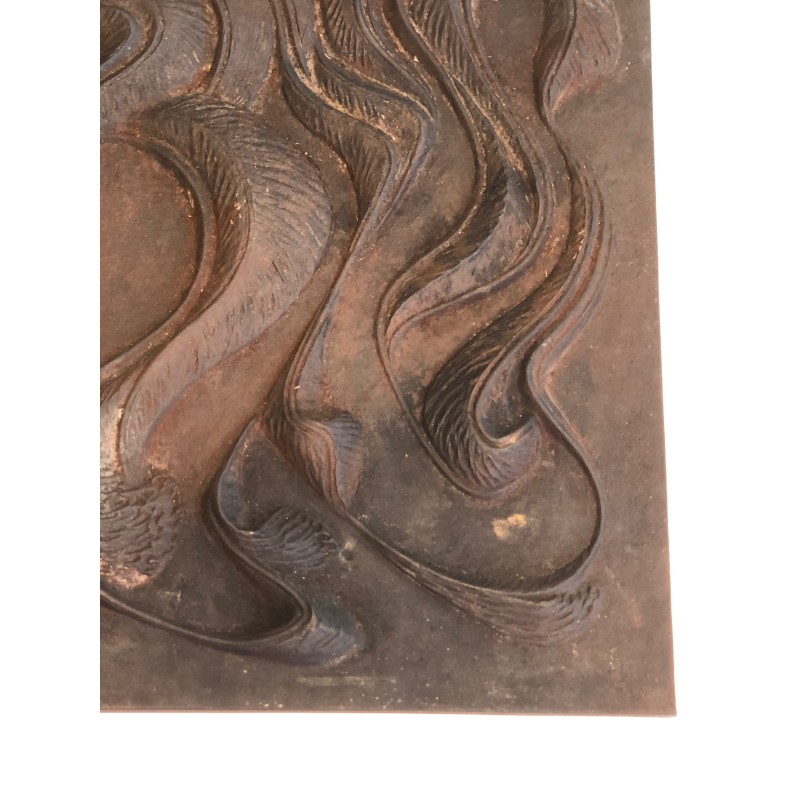 Plaque de Cheminée Moderniste en Fonte, Travail Français, Vers 1950