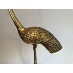Oiseau Stylisé en Laiton, Travail Français, Vers 1970