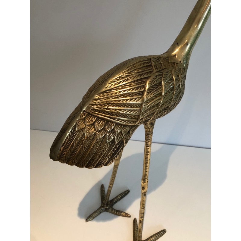 Stylized Brass Bird Sculpture, French Work, circa 1970