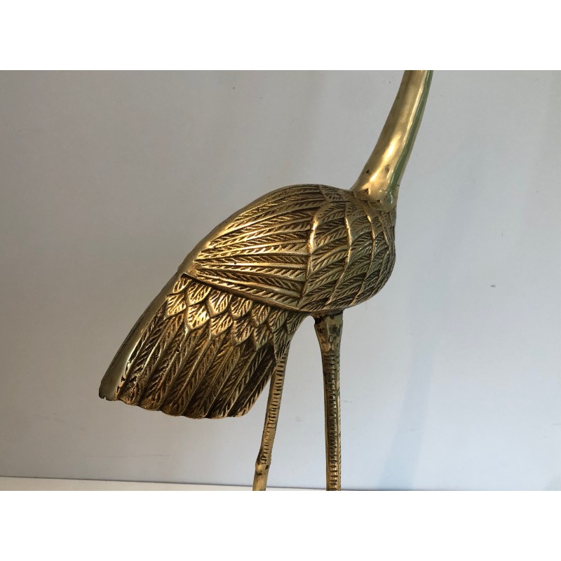 Stylized Brass Bird Sculpture, French Work, circa 1970