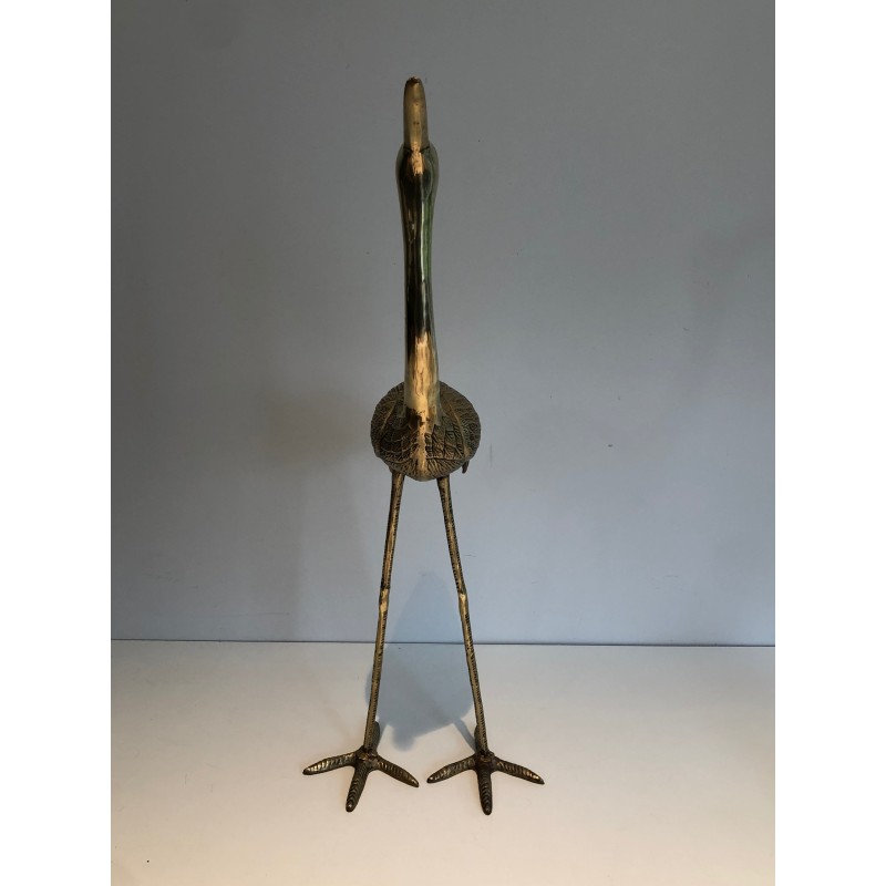 Stylized Brass Bird Sculpture, French Work, circa 1970