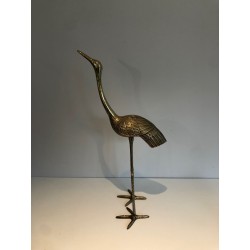 Oiseau Stylisé en Laiton, Travail Français, Vers 1970