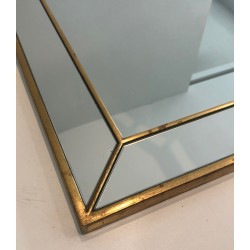 Miroir à Pare-Closes en Bois Doré, Vers 1970