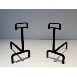 Pair of Wrought Iron Andirons, French Work, circa 1940