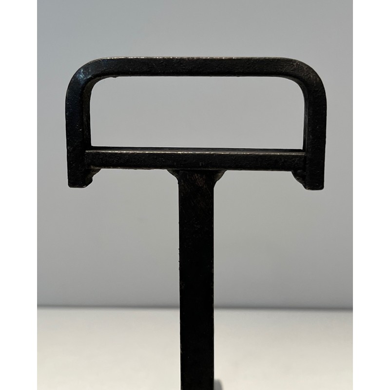 Pair of Wrought Iron Andirons, French Work, circa 1940