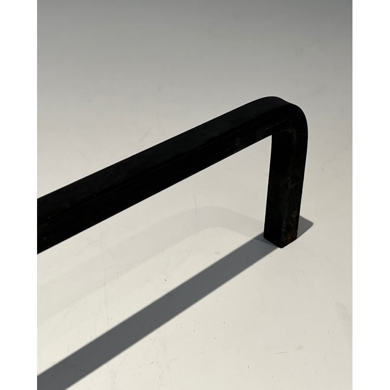 Pair of Wrought Iron Andirons, French Work, circa 1940