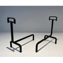 Pair of Wrought Iron Andirons, French Work, circa 1940