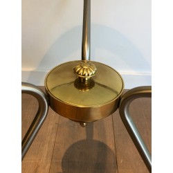 Brushed Steel and Brass Round Guéridon with Seahorse Head Supports, French Work in the Style of Maison Jansen, circa 1970
