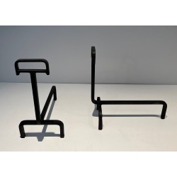 Pair of Wrought Iron Andirons, French Work, circa 1940