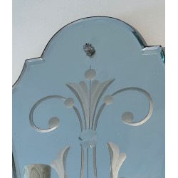 Pair of Murano Art Déco Wall Lights with Engraved Mirror and Crystal | circa 1940