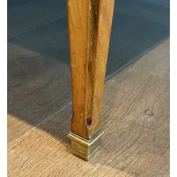 Neoclassical Style Patinated Wood and Brass Coffee Table with Marble Top, French Work, circa 1940